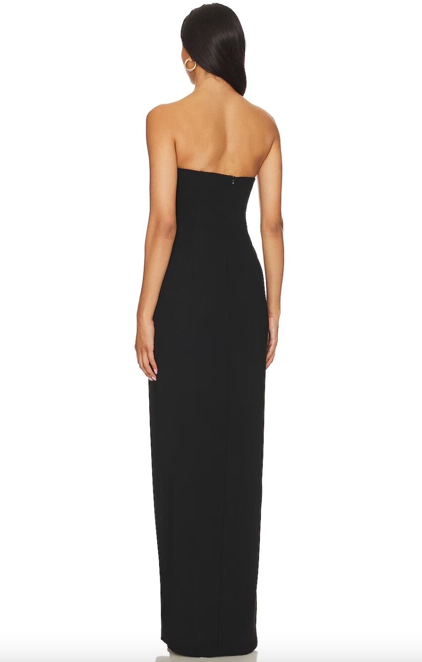 Amanda Uprichard X Revolve Strapless Puzzle Black Gown Dress Women Size Small